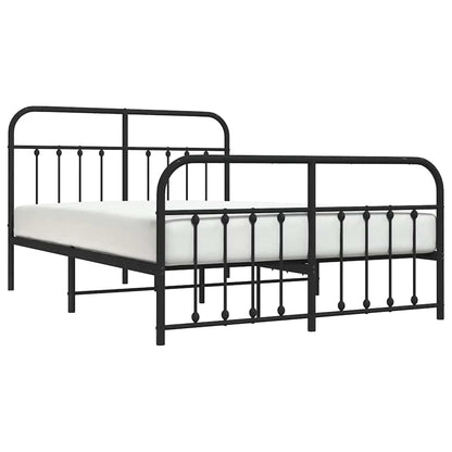 Metal Bed Frame without Mattress with Footboard Black 135x190cm
