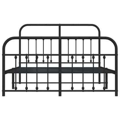 Metal Bed Frame without Mattress with Footboard Black 135x190cm