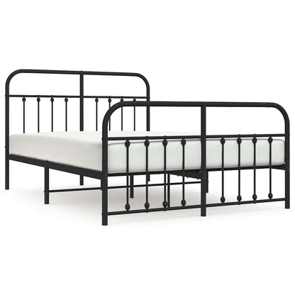 Metal Bed Frame without Mattress with Footboard Black 150x200cm