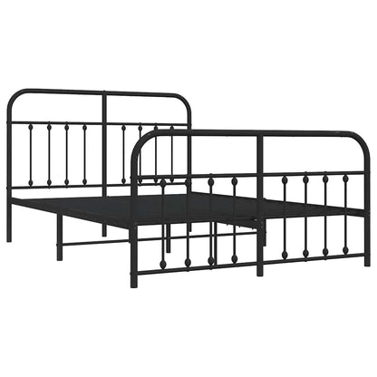 Metal Bed Frame without Mattress with Footboard Black 150x200cm