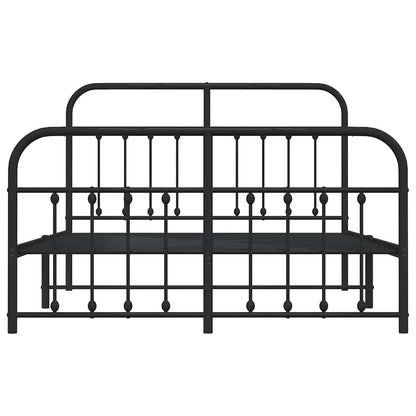 Metal Bed Frame without Mattress with Footboard Black 150x200cm