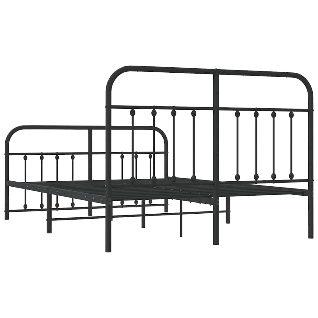 Metal Bed Frame without Mattress with Footboard Black 150x200cm