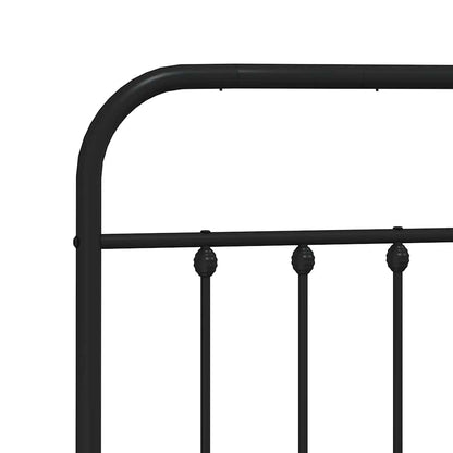 Metal Bed Frame without Mattress with Footboard Black 150x200cm