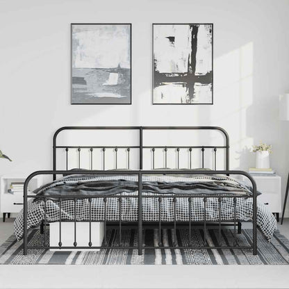Bed Frame | Black | Powder-Coated Steel | 183x213 cm | Bed Frame
