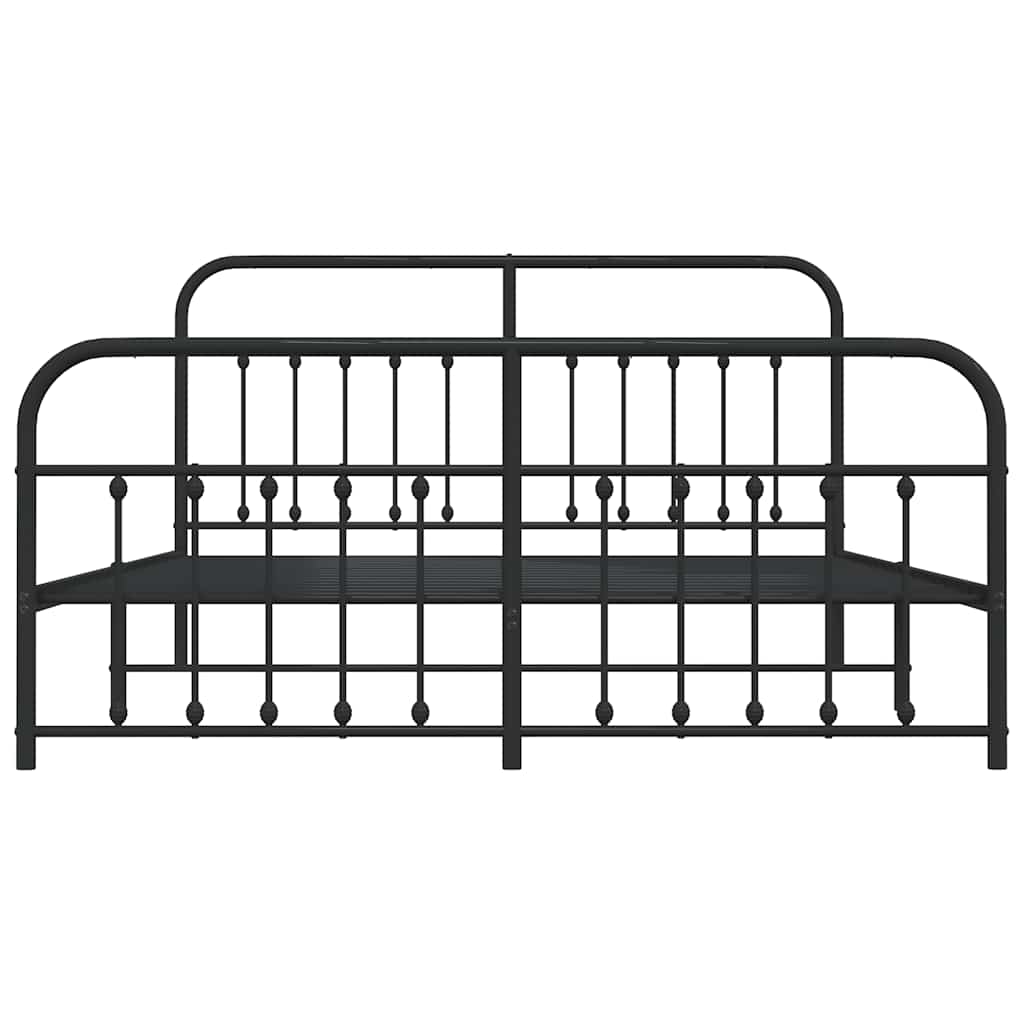 Bed Frame | Black | Powder-Coated Steel | 183x213 cm | Bed Frame