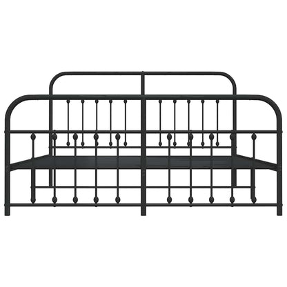 Bed Frame | Black | Powder-Coated Steel | 183x213 cm | Bed Frame