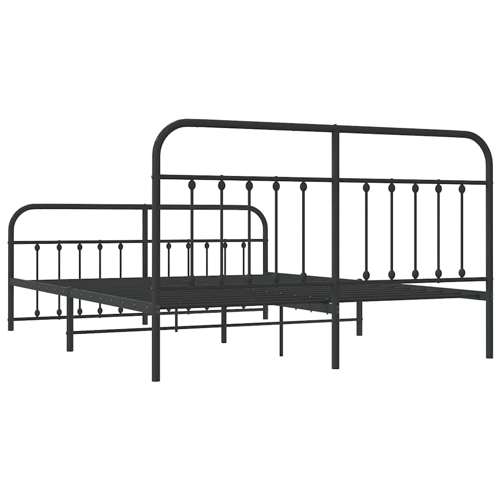 Bed Frame | Black | Powder-Coated Steel | 183x213 cm | Bed Frame