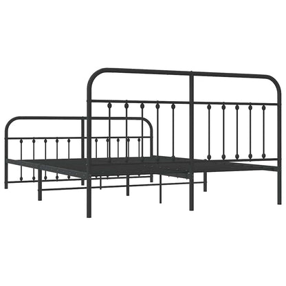 Bed Frame | Black | Powder-Coated Steel | 183x213 cm | Bed Frame