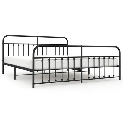 Bed Frame | Black | Powder-Coated Steel | Double Bed | Durable