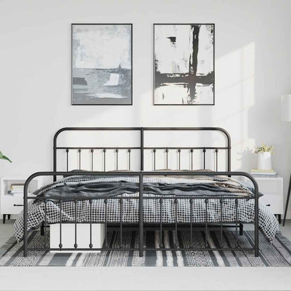 Bed Frame | Black | Powder-Coated Steel | Double Bed | Durable
