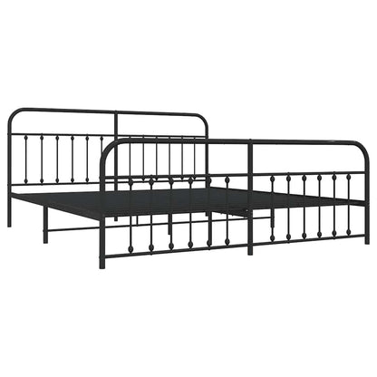 Bed Frame | Black | Powder-Coated Steel | Double Bed | Durable