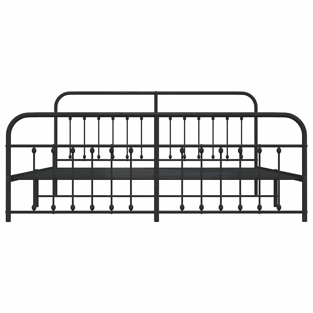 Bed Frame | Black | Powder-Coated Steel | Double Bed | Durable