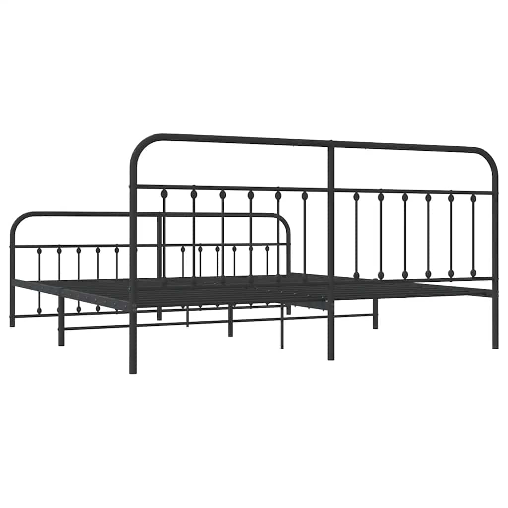 Bed Frame | Black | Powder-Coated Steel | Double Bed | Durable