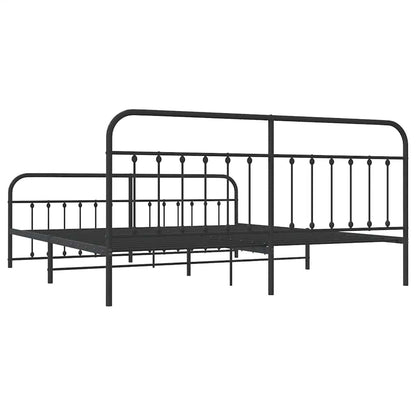 Bed Frame | Black | Powder-Coated Steel | Double Bed | Durable