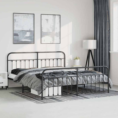 Bed Frame | Black | Powder-Coated Steel | Double Bed | Durable