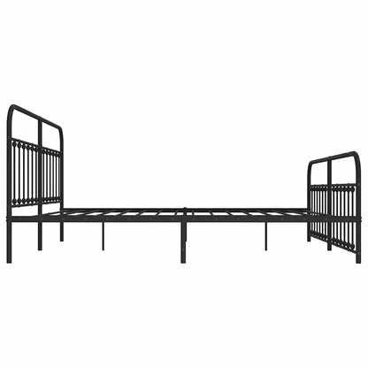 Metal Bed Frame without Mattress with Footboard Black 200x200cm