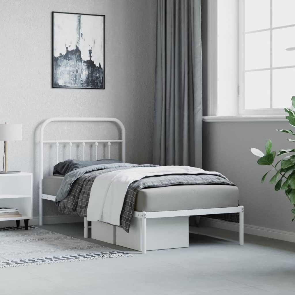 Bed Frame | White | Powder-coated steel | Single | Durable | Bed Frame