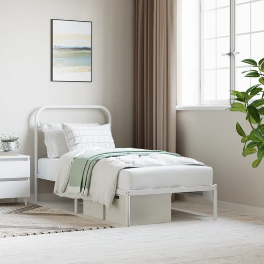 Bed Frame | White | Powder-coated steel | Single | Durable | Bed Frame