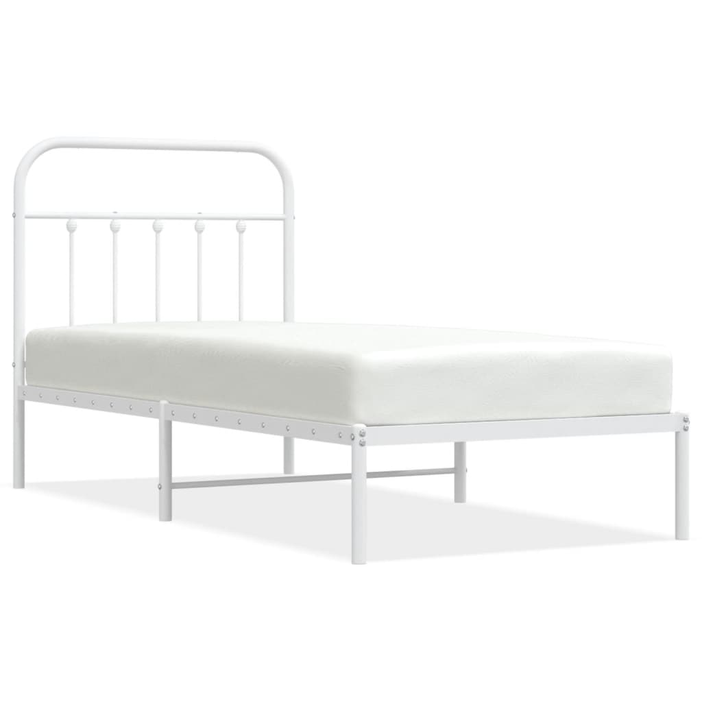 Bed Frame | White | Steel | Single | Bed Frame | Rectangular | Industrial