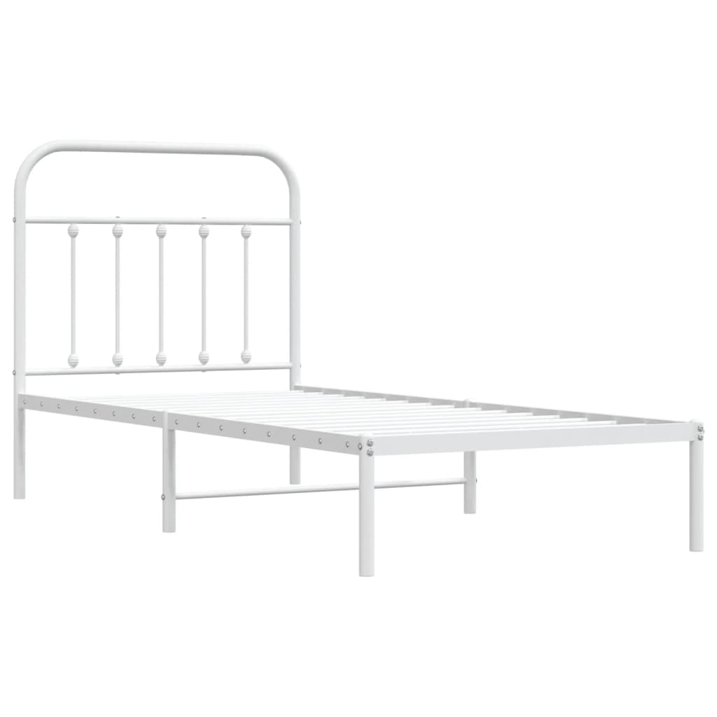 Bed Frame | White | Steel | Single | Bed Frame | Rectangular | Industrial