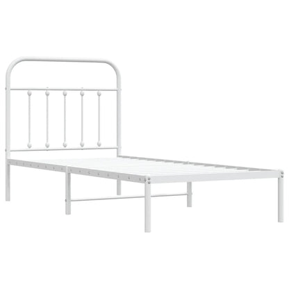 Bed Frame | White | Steel | Single | Bed Frame | Rectangular | Industrial