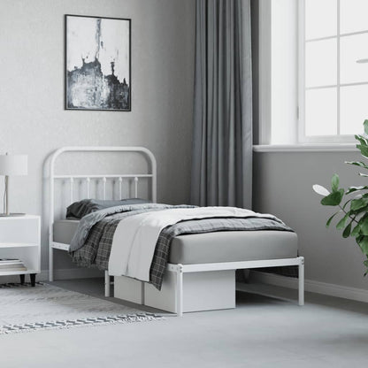 Bed Frame | White | Steel | Single | Bed Frame | Rectangular | Industrial