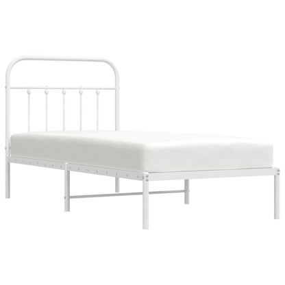 Bed Frame | White | Steel | Single | Bed Frame | Rectangular | Industrial