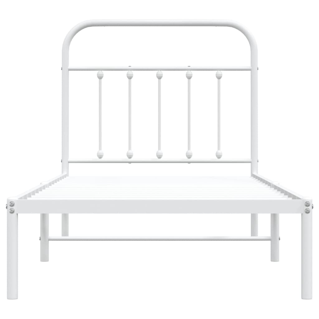 Bed Frame | White | Steel | Single | Bed Frame | Rectangular | Industrial