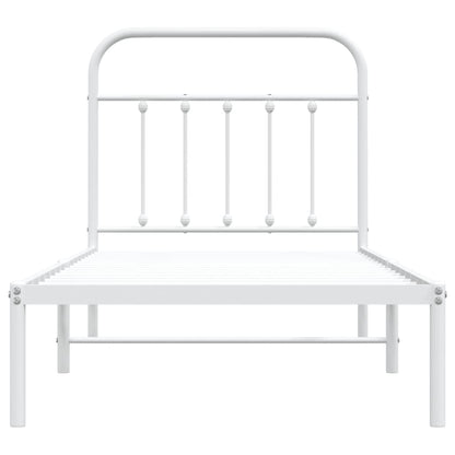 Bed Frame | White | Steel | Single | Bed Frame | Rectangular | Industrial