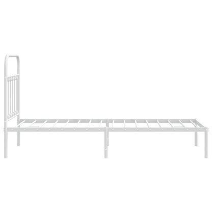 Bed Frame | White | Steel | Single | Bed Frame | Rectangular | Industrial
