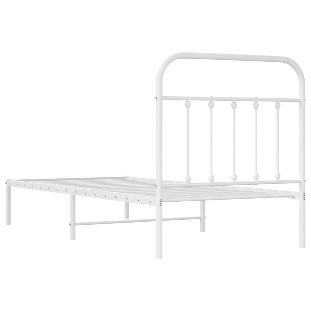 Bed Frame | White | Steel | Single | Bed Frame | Rectangular | Industrial