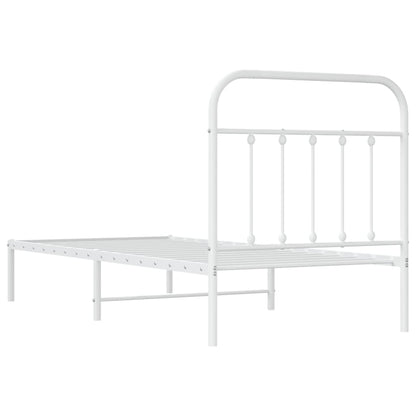 Bed Frame | White | Steel | Single | Bed Frame | Rectangular | Industrial