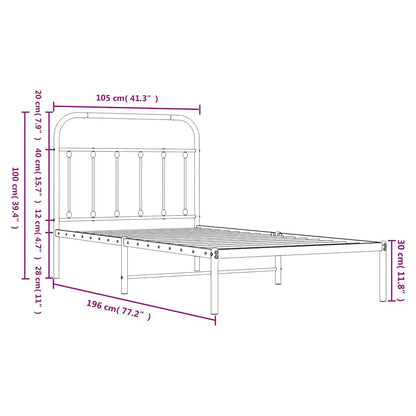 Bed Frame | White | Powder-Coated Steel | Single | Bed Frame