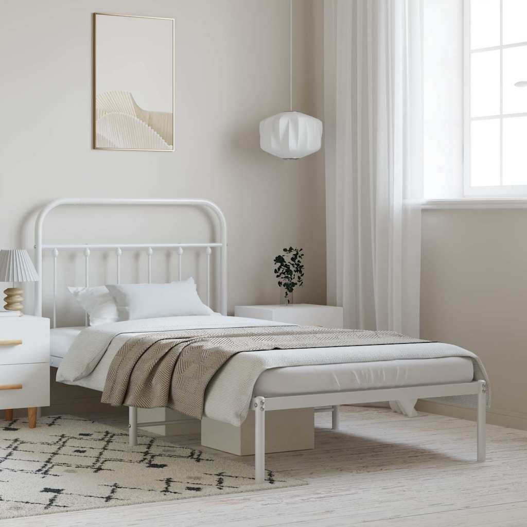 Bed Frame | White | Powder-Coated Steel | Single | Bed Frame