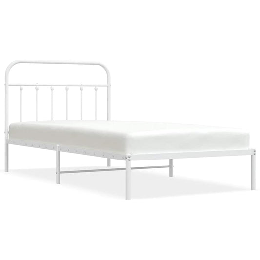Bed Frame | White | Steel | Single | Bed Frame | Rectangular | Industrial