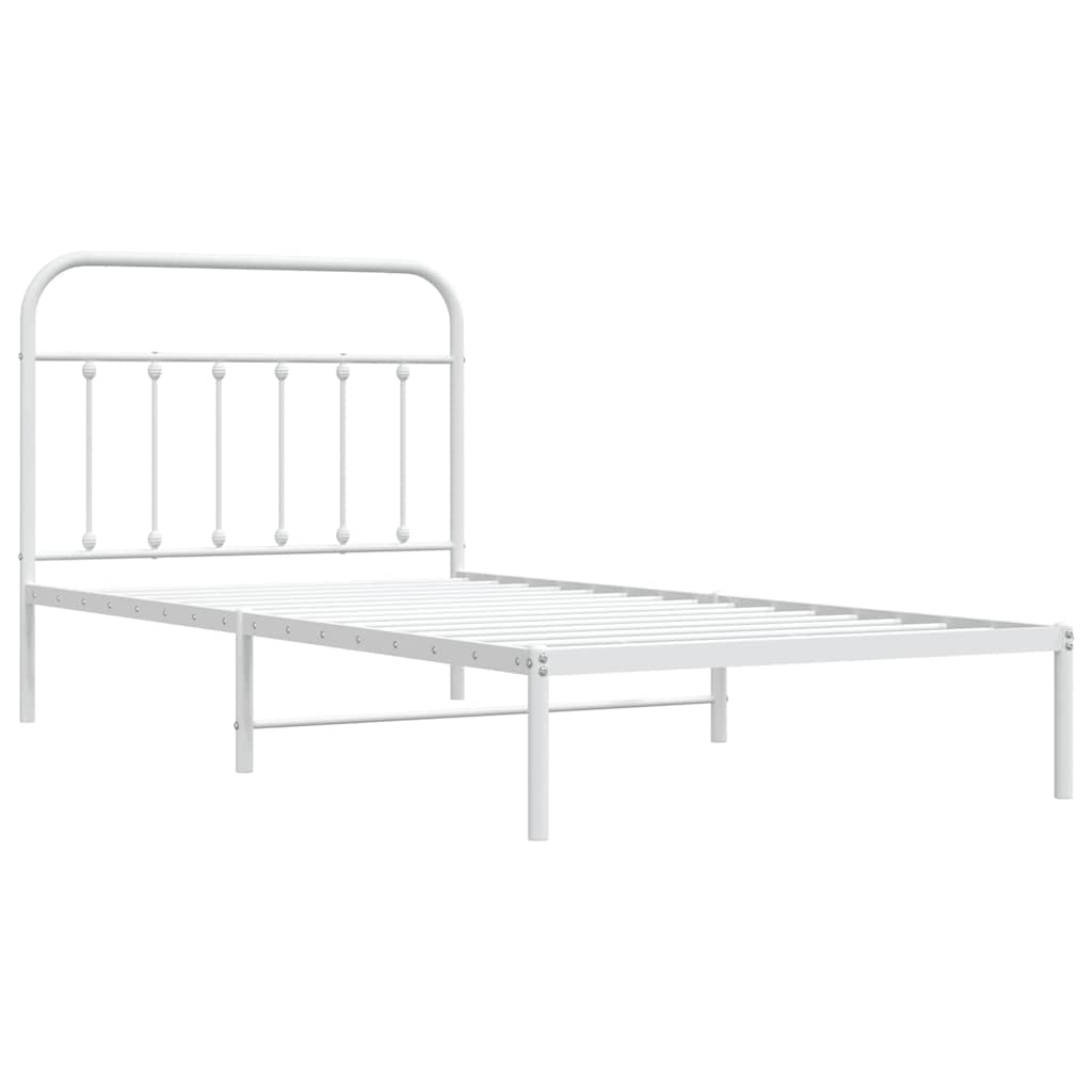 Bed Frame | White | Steel | Single | Bed Frame | Rectangular | Industrial