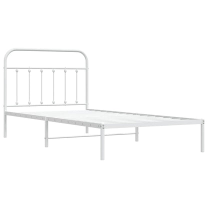 Bed Frame | White | Steel | Single | Bed Frame | Rectangular | Industrial