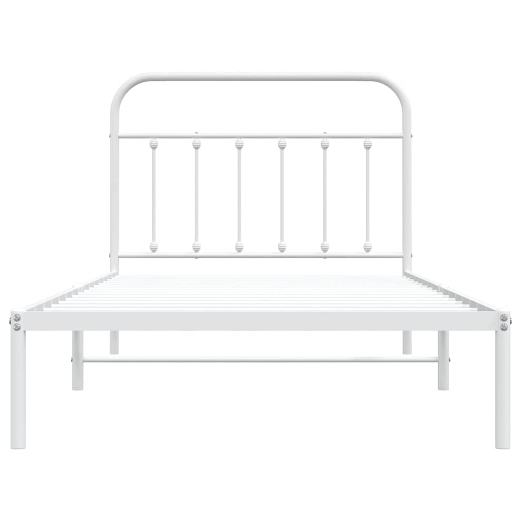 Bed Frame | White | Steel | Single | Bed Frame | Rectangular | Industrial
