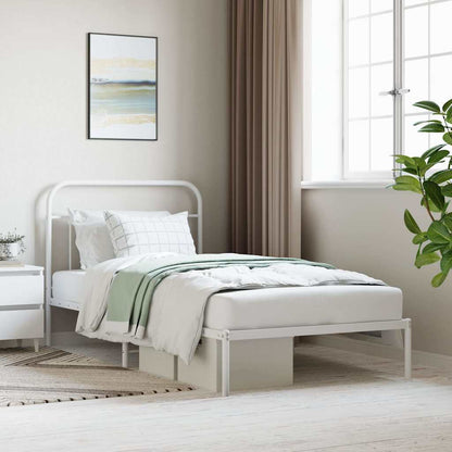 Bed Frame | White | Steel | Single | Bed Frame | Rectangular | Industrial