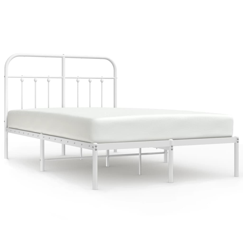 Bed Frame | White | Powder-Coated Steel | Double | Bed Frame