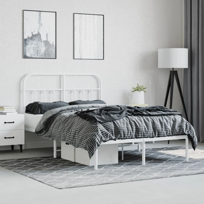 Bed Frame | White | Powder-Coated Steel | Double | Bed Frame