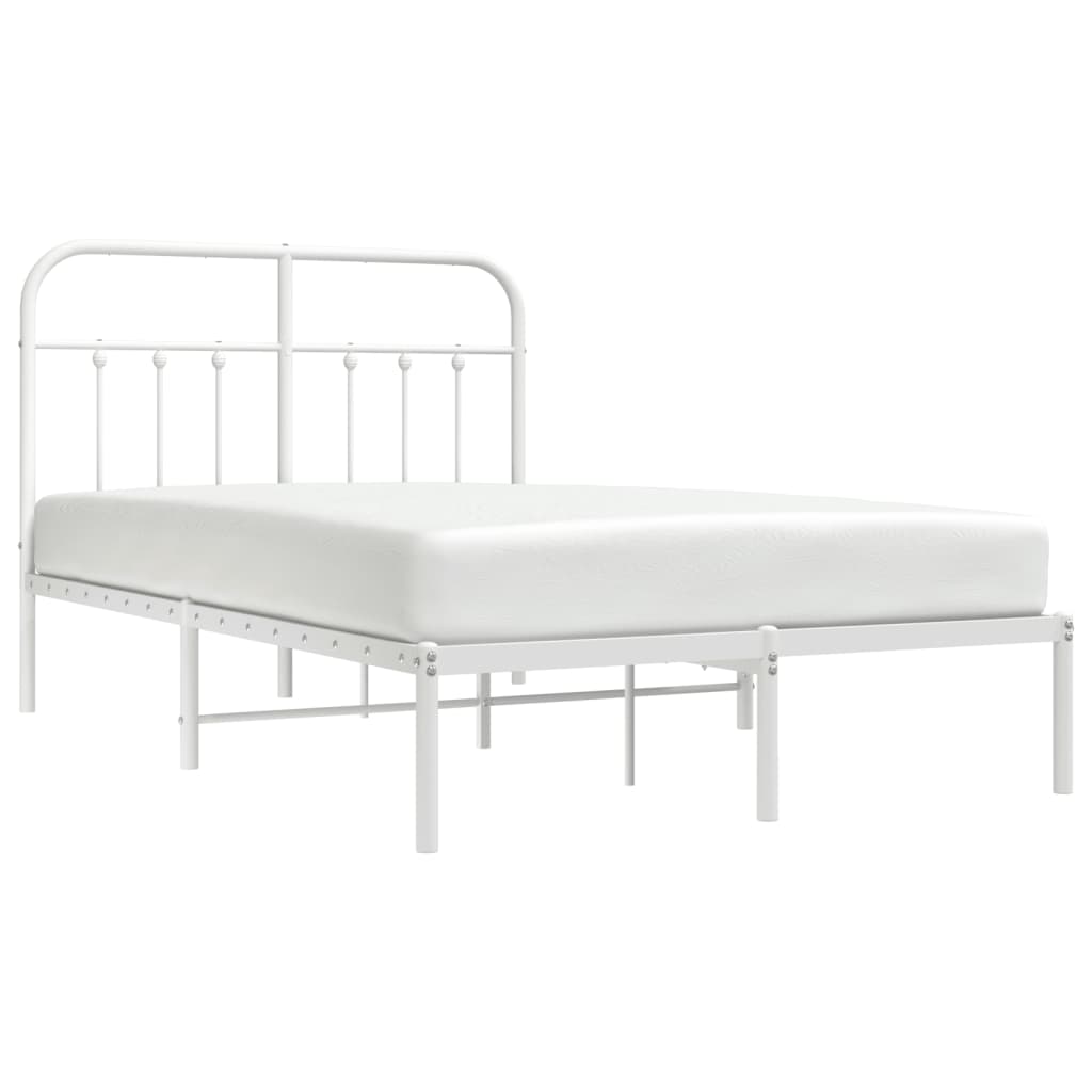 Bed Frame | White | Powder-Coated Steel | Double | Bed Frame