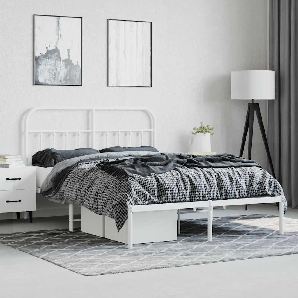 Bed Frame | White | Steel | Double | Bed Frame | Rectangular | Durable