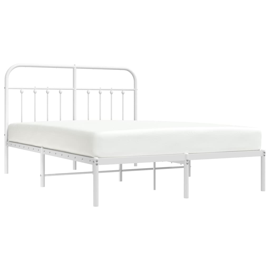 Bed Frame | White | Steel | 140x190cm | Bed Frame | Rectangular