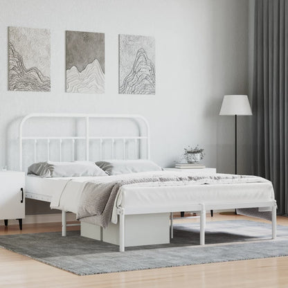 Bed Frame | White | Steel | 140x190cm | Bed Frame | Rectangular