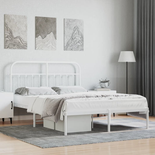 Bed Frame | White | Steel | 140x190cm | Bed Frame | Rectangular