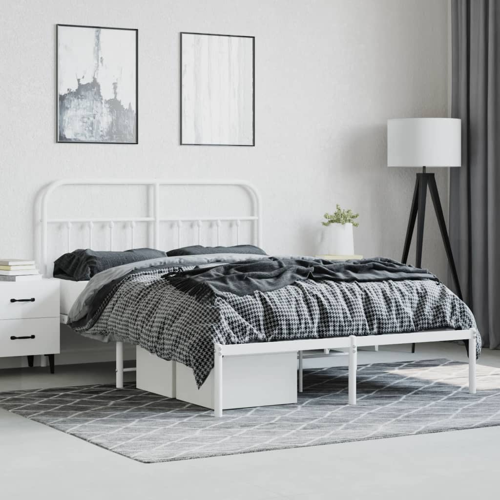 Bed Frame | White | Steel | Double Size | Bed Frame | Rectangular