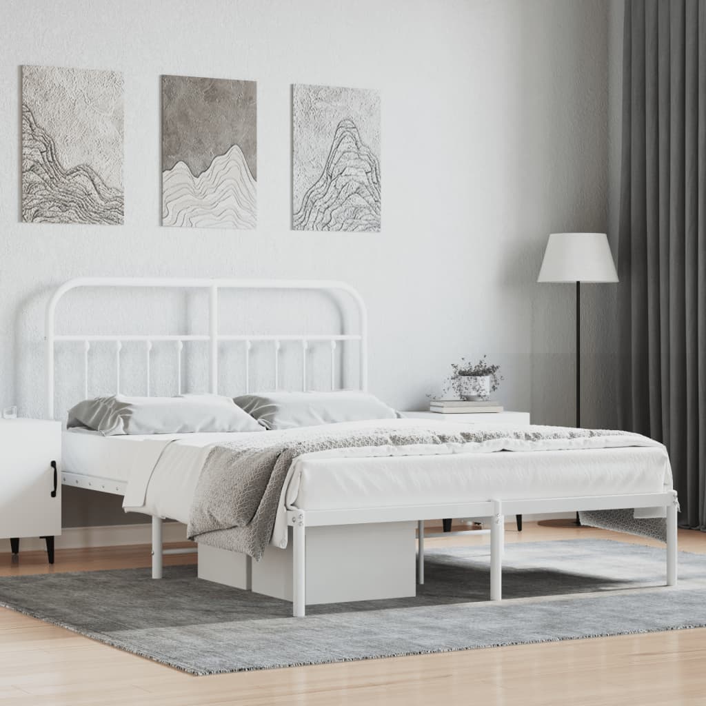 Bed Frame | White | Steel | Double Size | Bed Frame | Rectangular