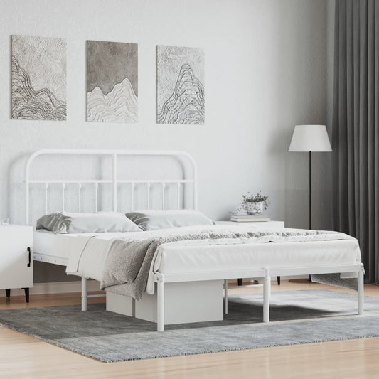 Bed Frame | White | Steel | Double Size | Bed Frame | Rectangular