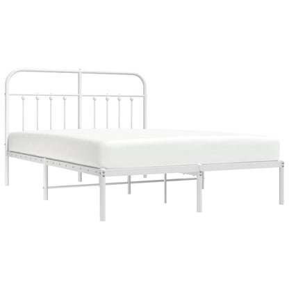 Metal Bed Frame without Mattress with Headboard White 150x200cm